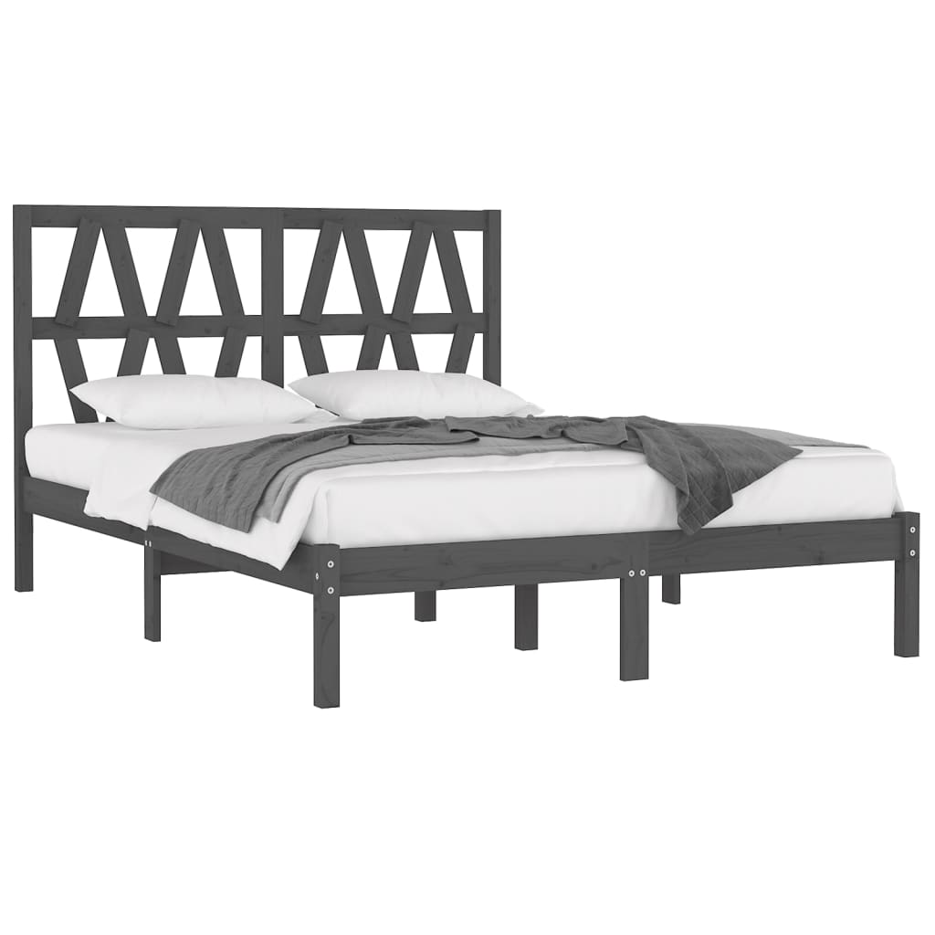 Grey Solid Wood Bed Frame 200x200 cm | vidaXL (No Mattress)