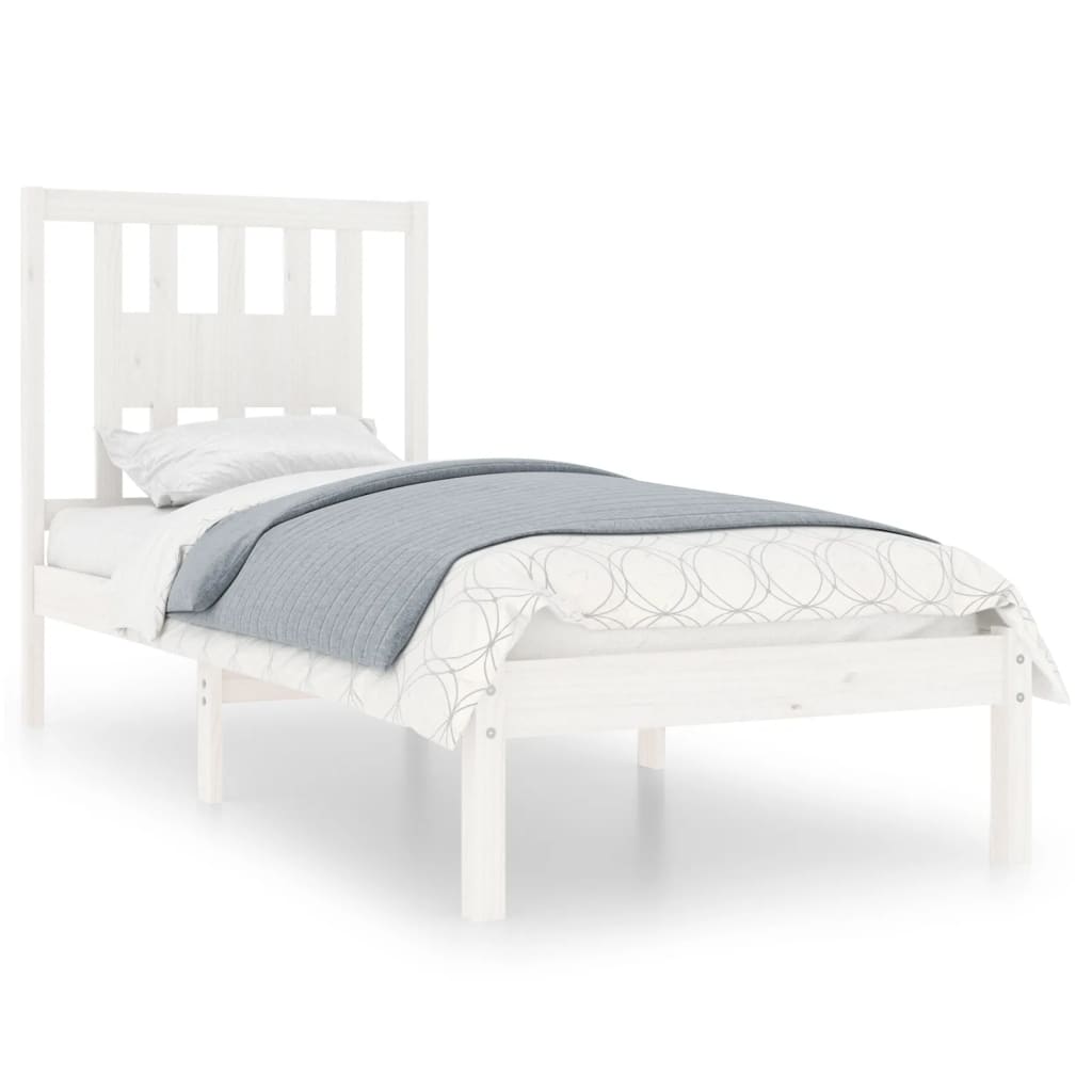 White Solid Wood Bed Frame 90x200 cm - vidaXL 3104049