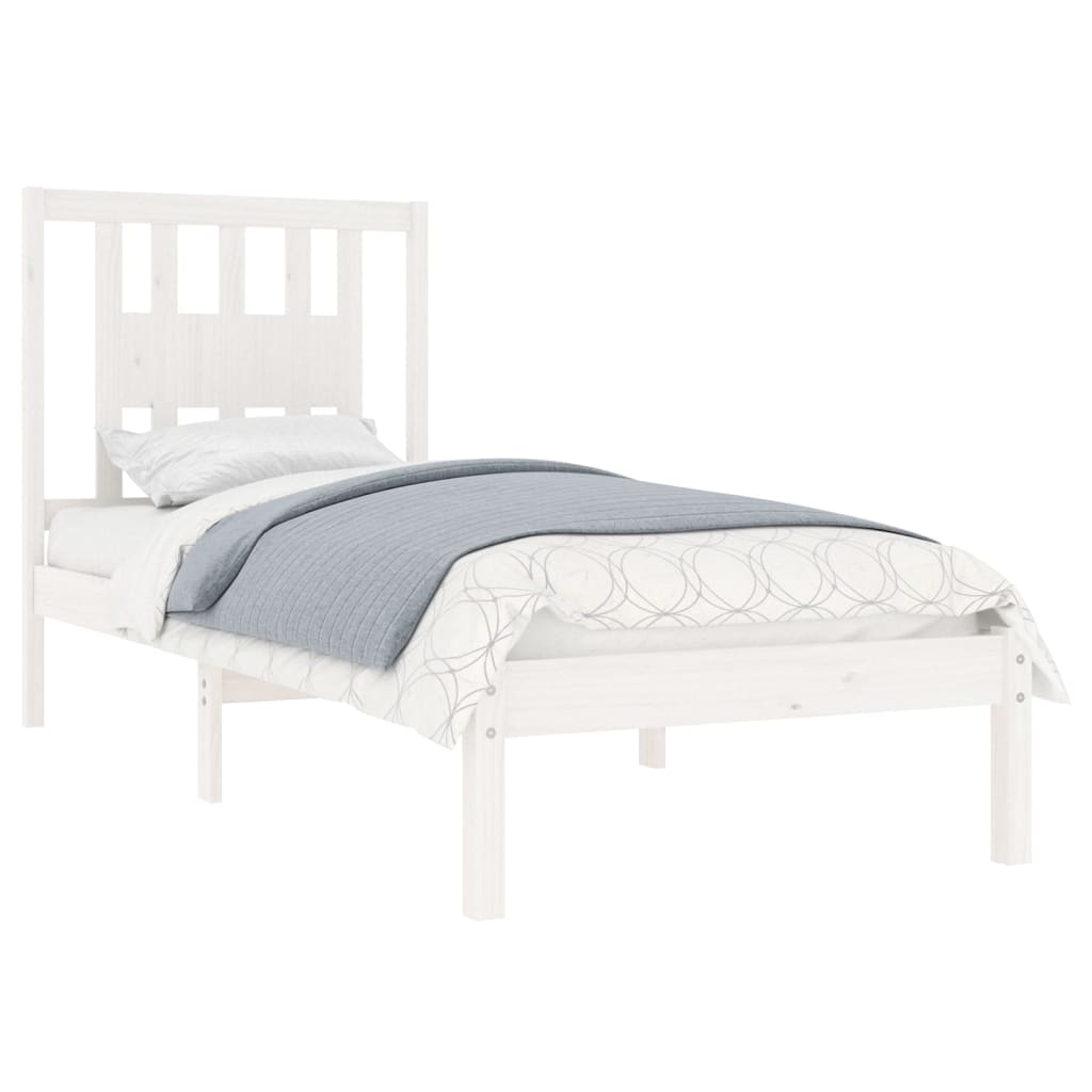White Solid Wood Bed Frame 90x200 cm - vidaXL 3104049