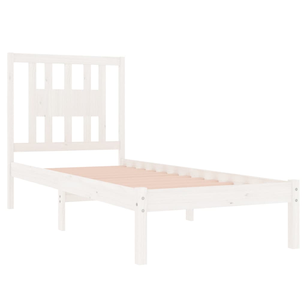 White Solid Wood Bed Frame 90x200 cm - vidaXL 3104049