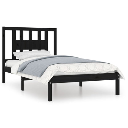 vidaXL Solid Wood Bed Frame, Black, 100x200 cm - No Mattress Included
