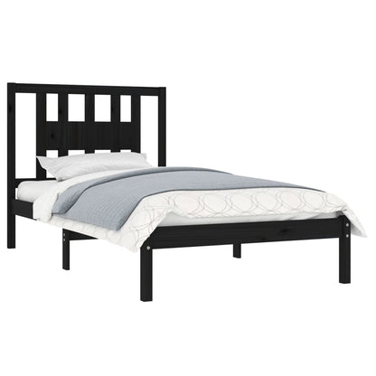 vidaXL Solid Wood Bed Frame, Black, 100x200 cm - No Mattress Included