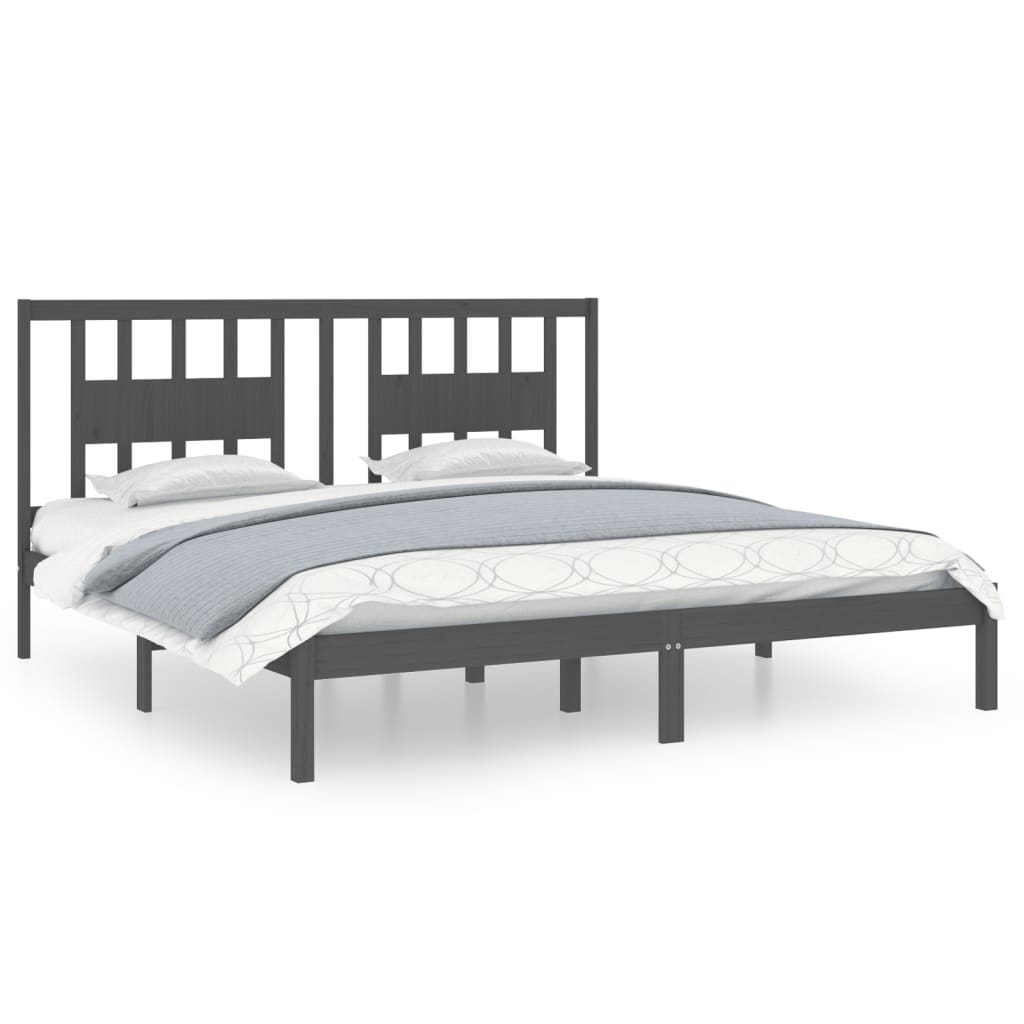 Grey Solid Wood Bed Frame 200x200 cm | vidaXL 3104085
