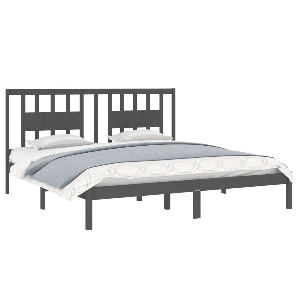 Grey Solid Wood Bed Frame 200x200 cm | vidaXL 3104085