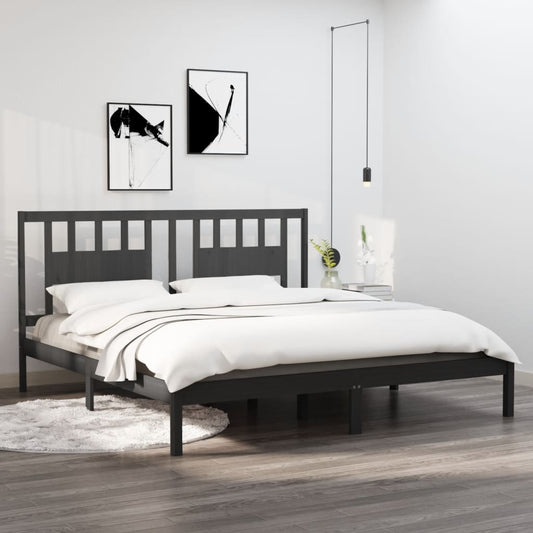 Grey Solid Wood Bed Frame 200x200 cm | vidaXL 3104085