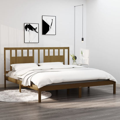 Honey Brown Solid Wood Bed Frame 200x200 cm | vidaXL 3104086