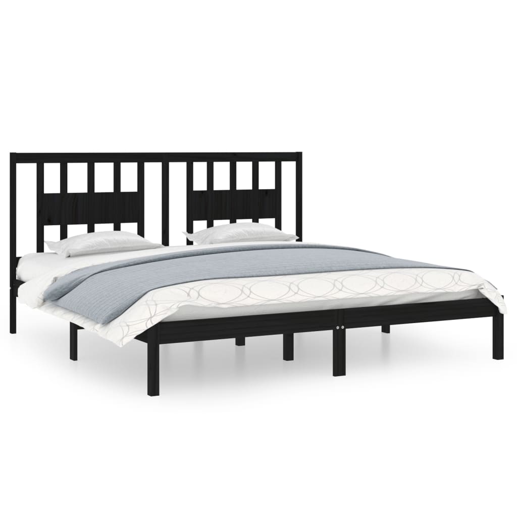 Solid Wood Black Bed Frame 200x200 cm - vidaXL (No Mattress)