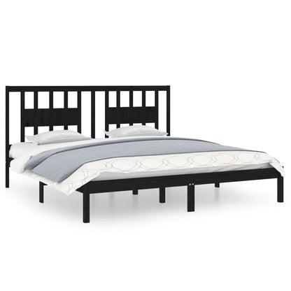 Solid Wood Black Bed Frame 200x200 cm - vidaXL (No Mattress)