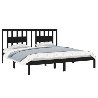 Solid Wood Black Bed Frame 200x200 cm - vidaXL (No Mattress)