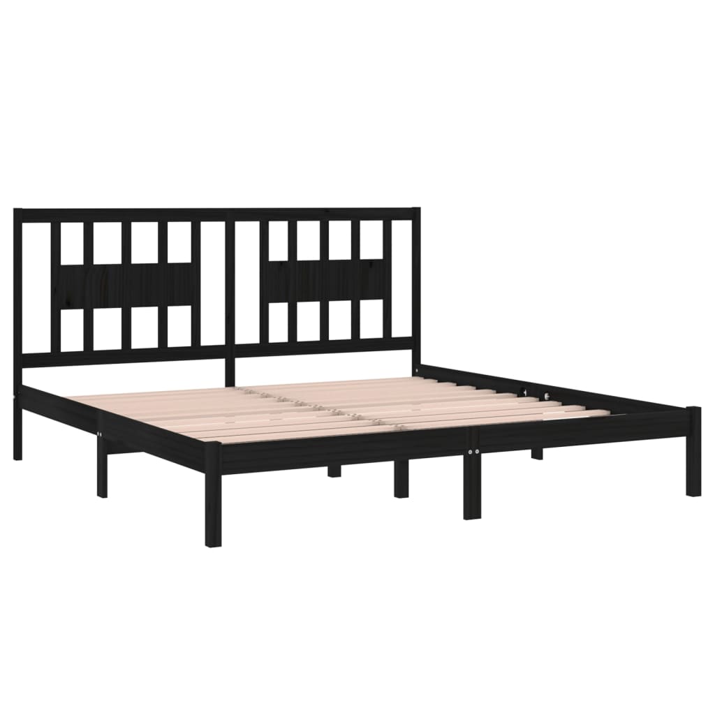 Solid Wood Black Bed Frame 200x200 cm - vidaXL (No Mattress)