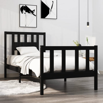 Black Solid Wood Bed Frame - Small Single (Mattress Not Included)