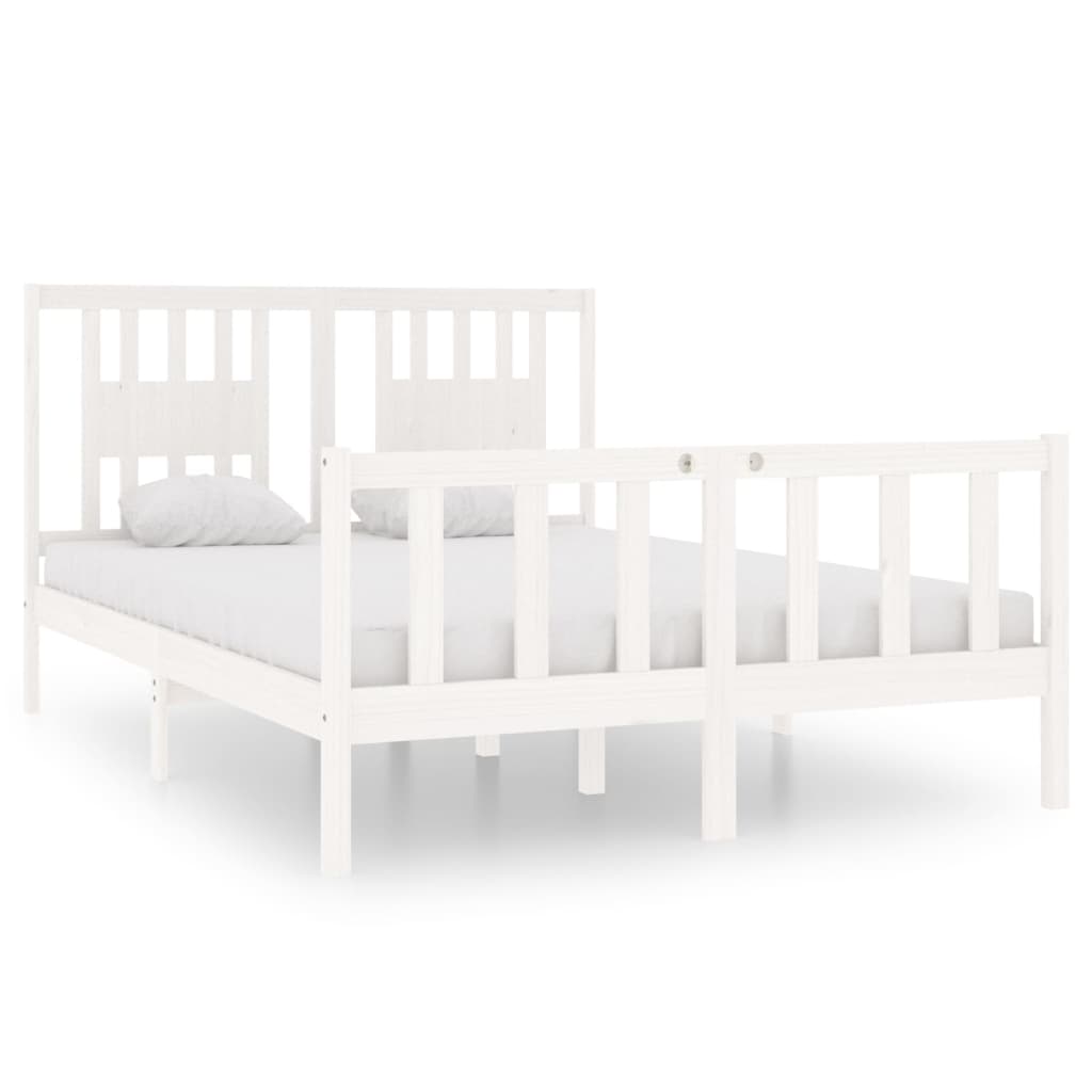 Solid Wood White Bed Frame 140x190 cm - No Mattress Included