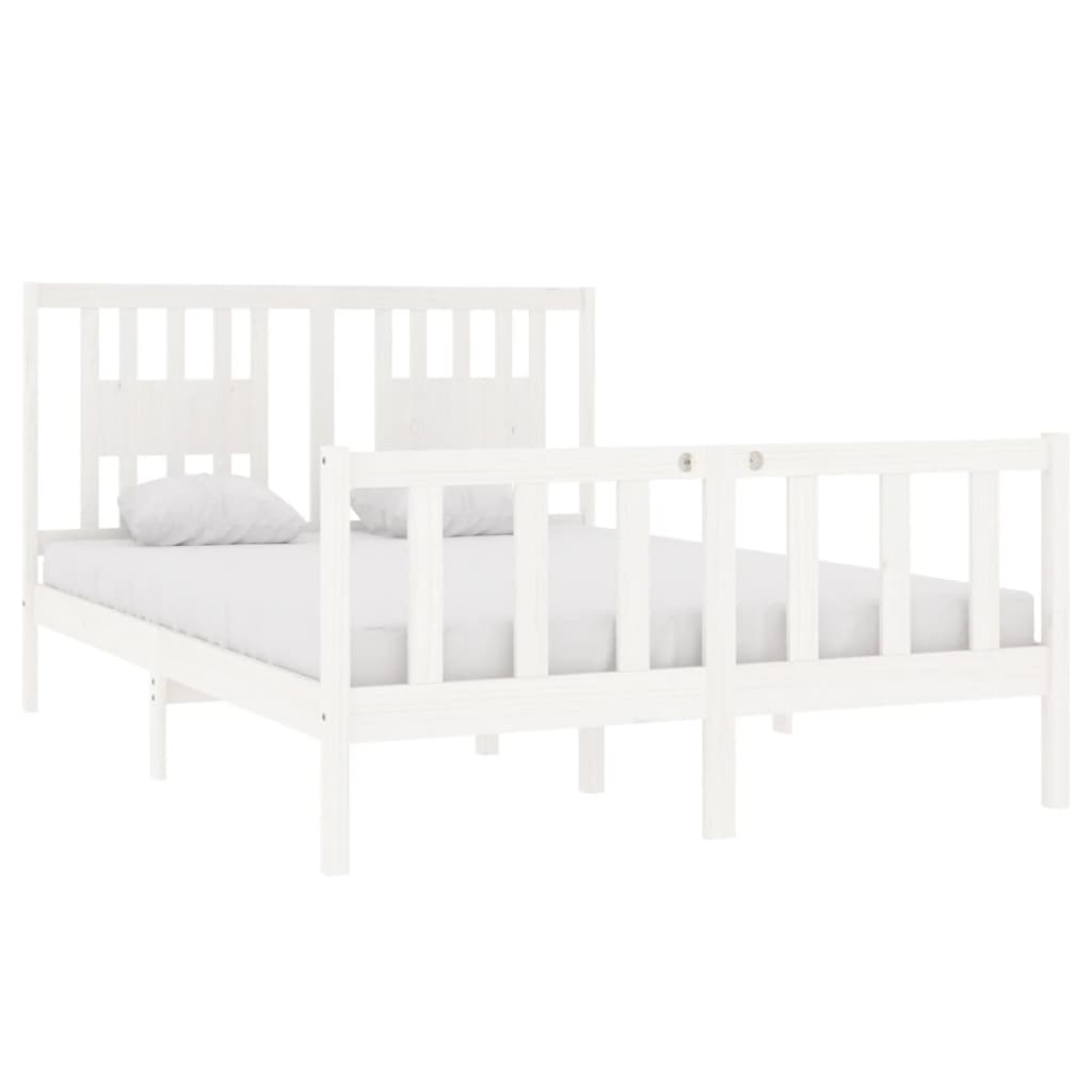 Solid Wood White Bed Frame 140x190 cm - No Mattress Included