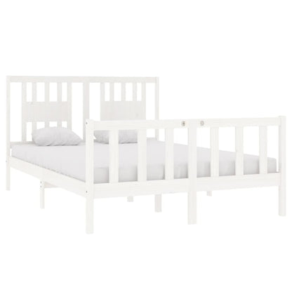 Solid Wood White Bed Frame 140x190 cm - No Mattress Included
