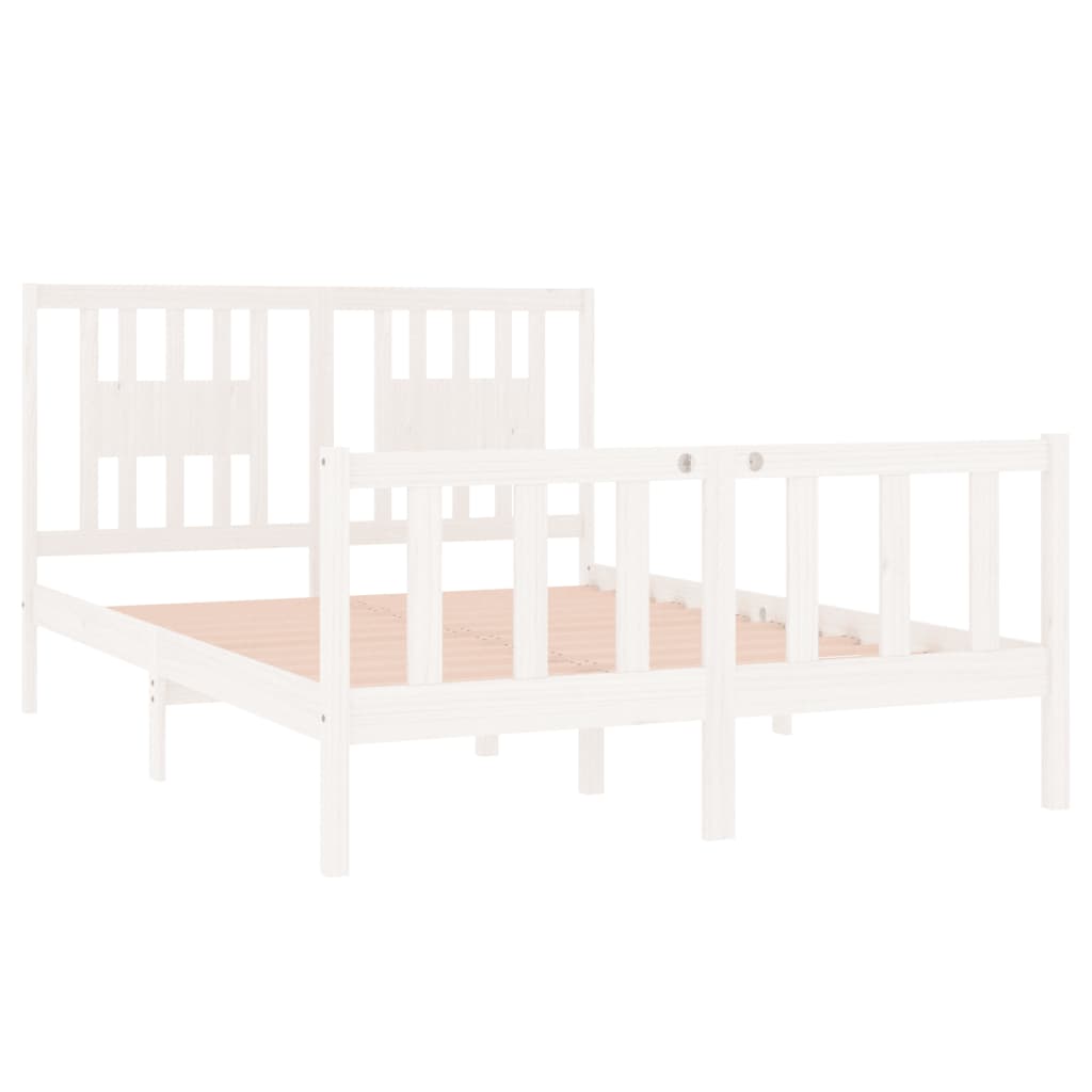 Solid Wood White Bed Frame 140x190 cm - No Mattress Included