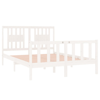 Solid Wood White Bed Frame 140x190 cm - No Mattress Included
