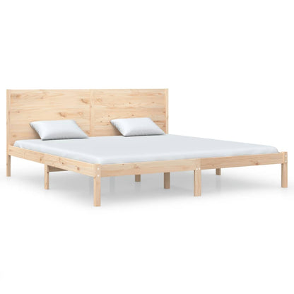 Solid Pine Wood Bed Frame 200x200 cm - Natural Finish