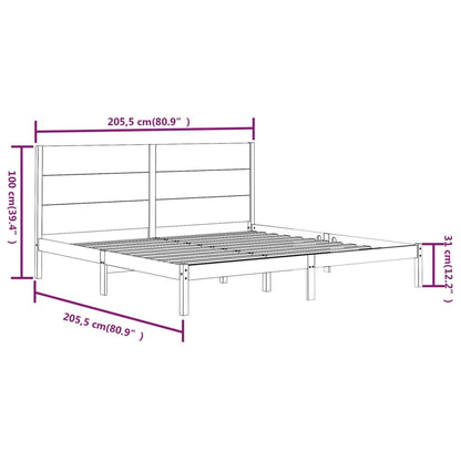 Solid Pine Wood Bed Frame - Black, 200x200 cm, No Mattress Included