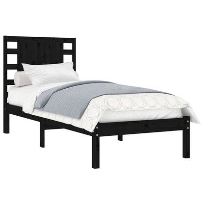 Solid Wood Pine Bed Frame 100x200 cm - Black Finish