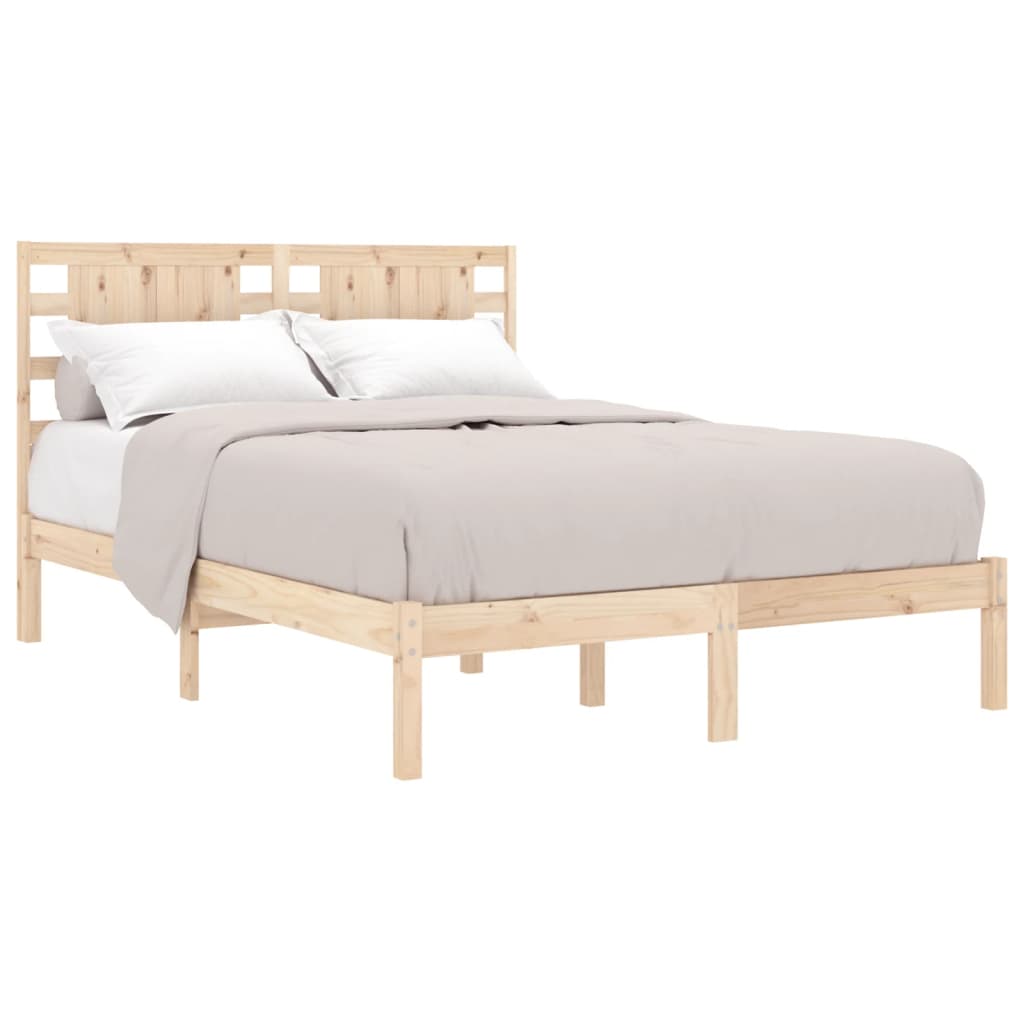 Solid Pine Wood Bed Frame 200x200 cm - Sturdy & Stylish Design