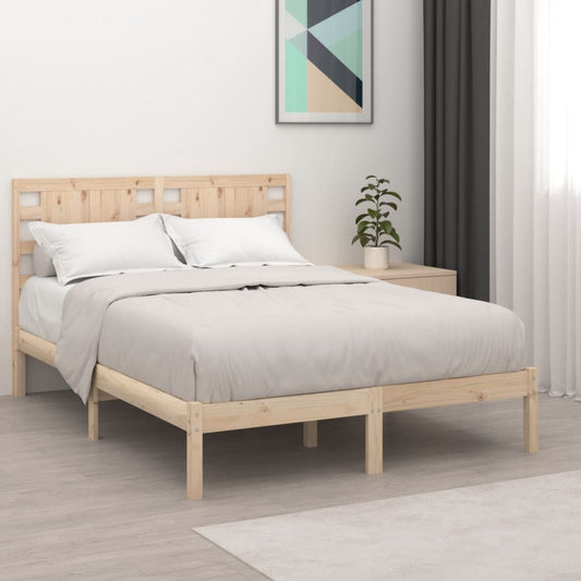 Solid Pine Wood Bed Frame 200x200 cm - Sturdy & Stylish Design