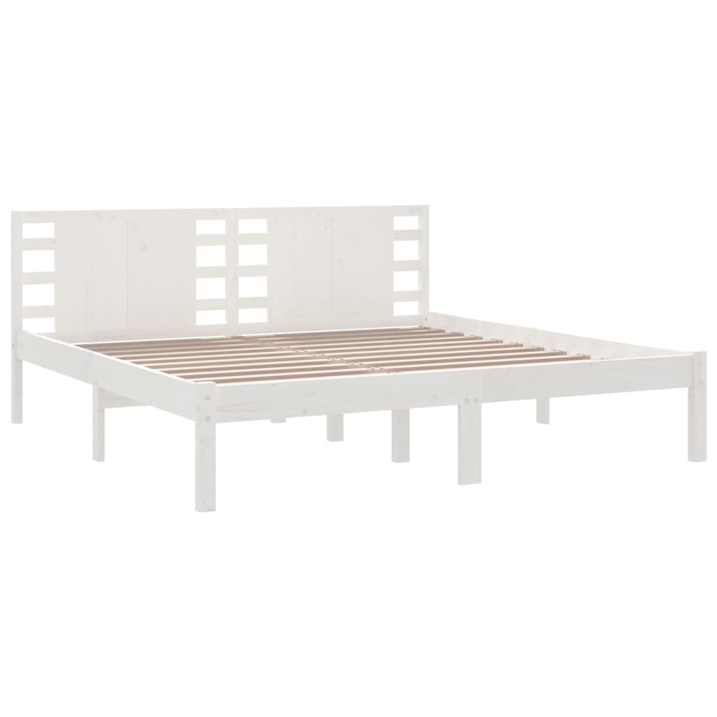 Solid Pine Wood Bed Frame - White 200x200 cm (No Mattress)