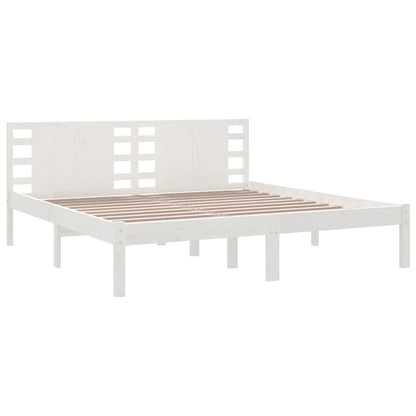 Solid Pine Wood Bed Frame - White 200x200 cm (No Mattress)
