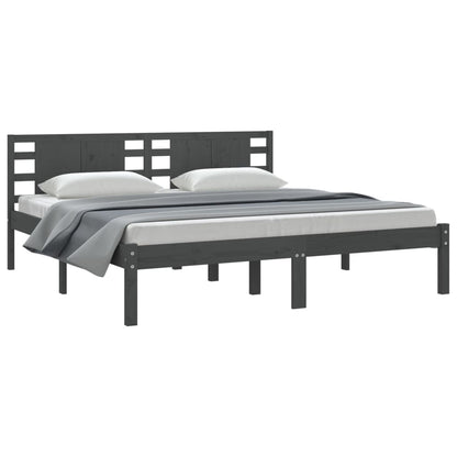Solid Pine Grey Bed Frame 200x200 cm - No Mattress Included