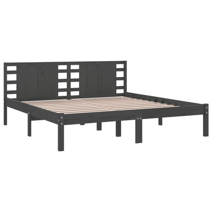 Solid Pine Grey Bed Frame 200x200 cm - No Mattress Included