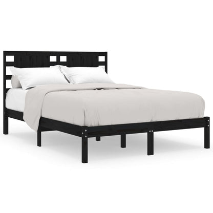 Solid Pine Wood Bed Frame 200x200 cm - Black Finish