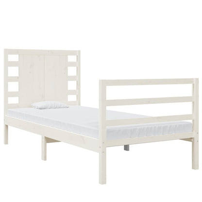 White Solid Pine Wood Small Single Bed Frame 75x190 cm
