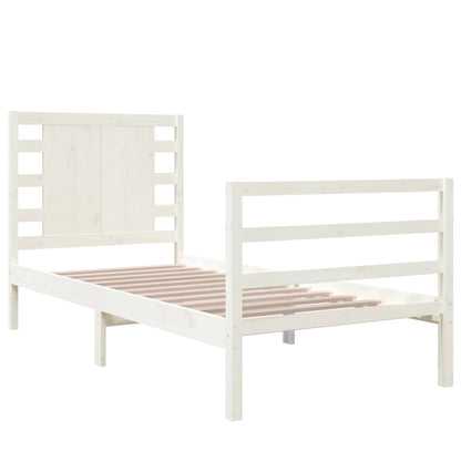 White Solid Pine Wood Small Single Bed Frame 75x190 cm
