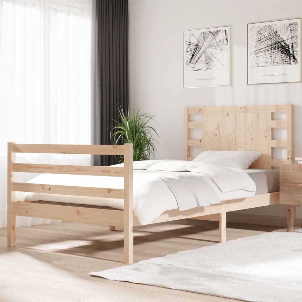 Solid Pine Wood Bed Frame 90x200 cm - No Mattress Included