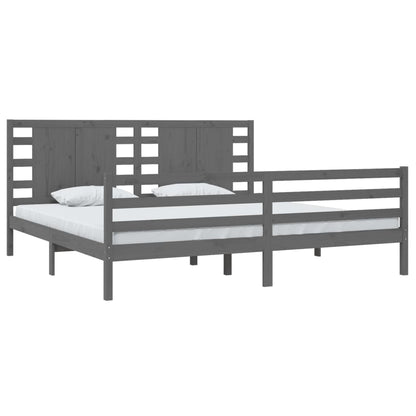Solid Pine Grey Bed Frame 200x200 cm - No Mattress Included