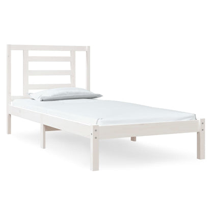 Solid Pine Wood Bed Frame, White 90x200 cm - No Mattress Included