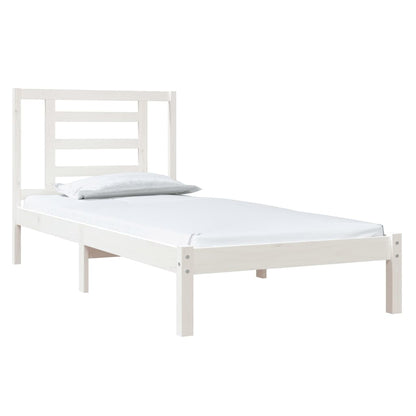 Solid Pine Wood Bed Frame, White 90x200 cm - No Mattress Included