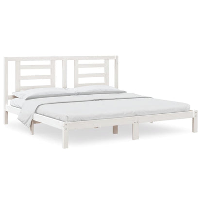Solid Wood Pine Bed Frame White 200x200 cm - Mattress Not Included