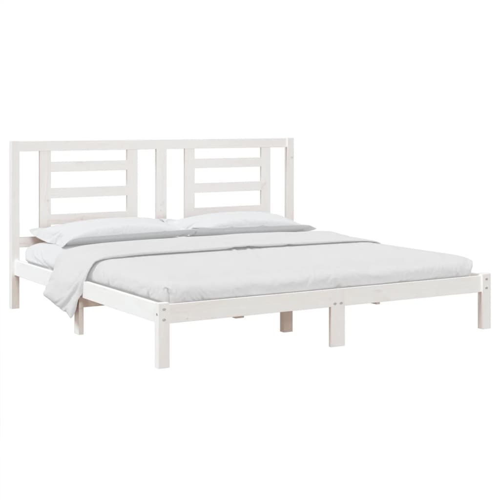 Solid Wood Pine Bed Frame White 200x200 cm - Mattress Not Included