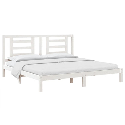 Solid Wood Pine Bed Frame White 200x200 cm - Mattress Not Included