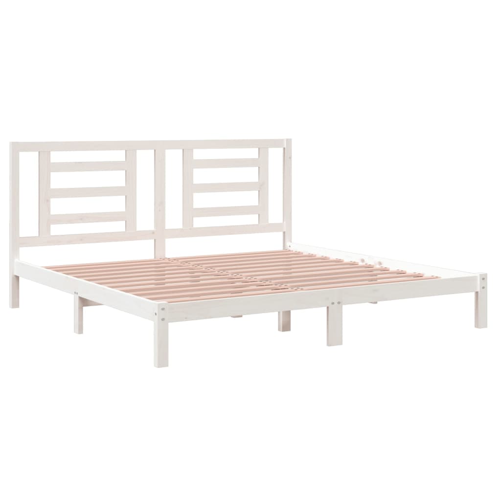 Solid Wood Pine Bed Frame White 200x200 cm - Mattress Not Included