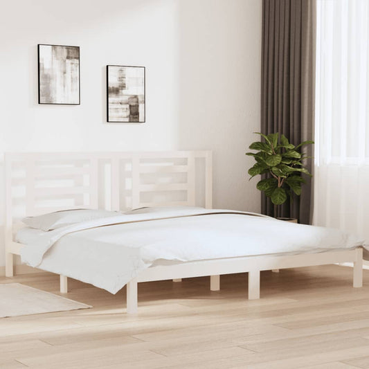 Solid Wood Pine Bed Frame White 200x200 cm - Mattress Not Included