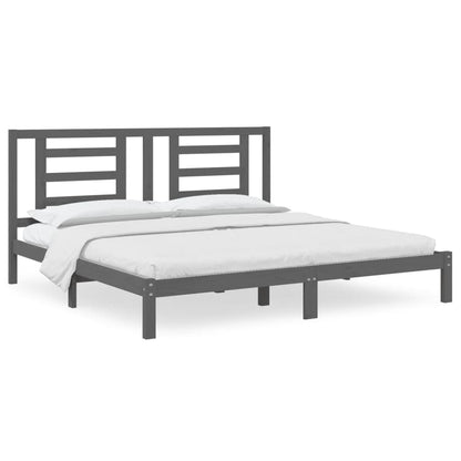 Solid Pine Wood Grey Bed Frame, 200x200 cm - Sturdy & Stylish