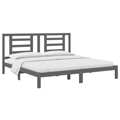 Solid Pine Wood Grey Bed Frame, 200x200 cm - Sturdy & Stylish
