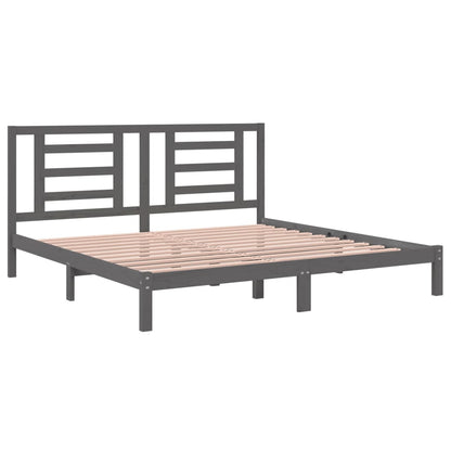 Solid Pine Wood Grey Bed Frame, 200x200 cm - Sturdy & Stylish