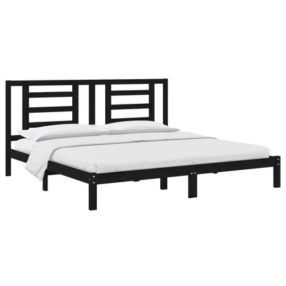 Solid Wood Pine Bed Frame - Black 200x200 cm (No Mattress)