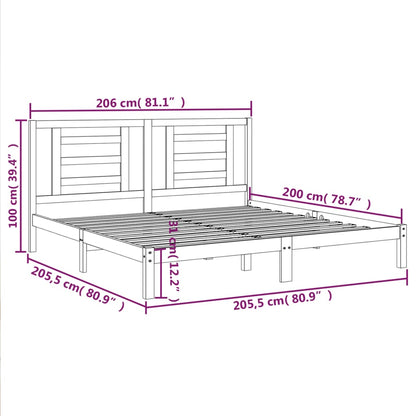 Solid Wood Pine Bed Frame - Black 200x200 cm (No Mattress)