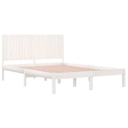 Solid Pine Wood Bed Frame, White, 200x200 cm, No Mattress Included