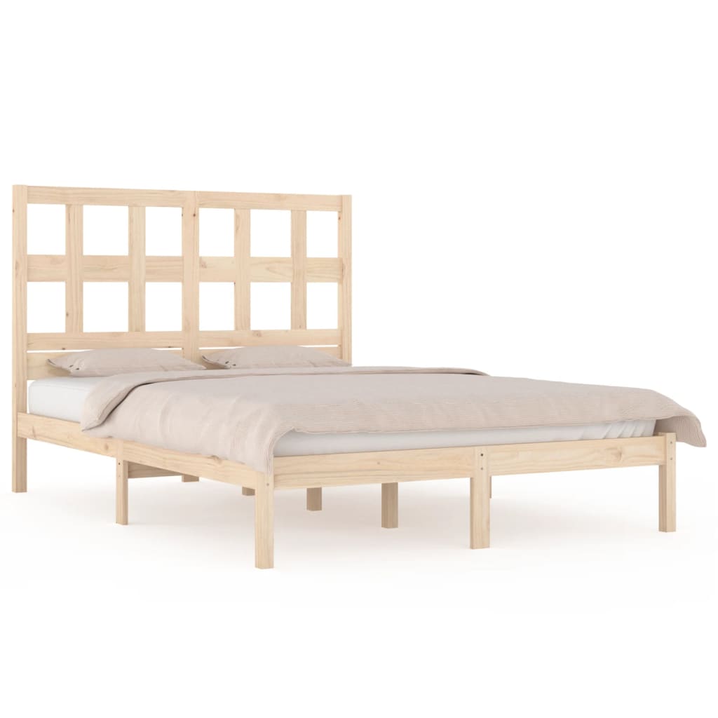 Solid Pine Wood Bed Frame 200x200 cm - No Mattress Included