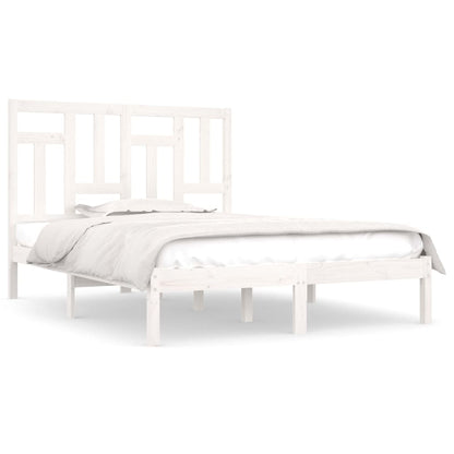 Solid Pine White Bed Frame 200x200 cm - No Mattress Included