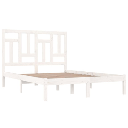 Solid Pine White Bed Frame 200x200 cm - No Mattress Included